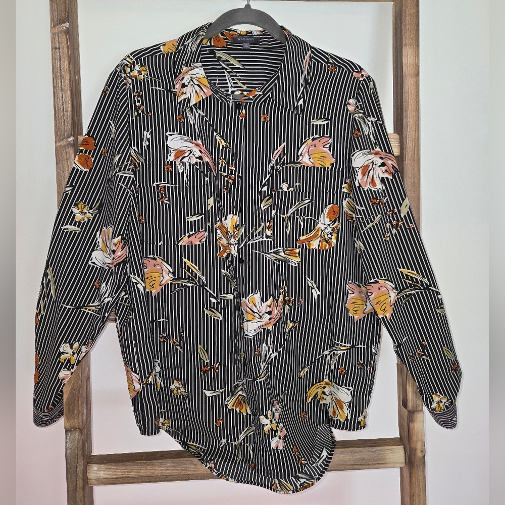 Floral Striped Long Sleeve Top